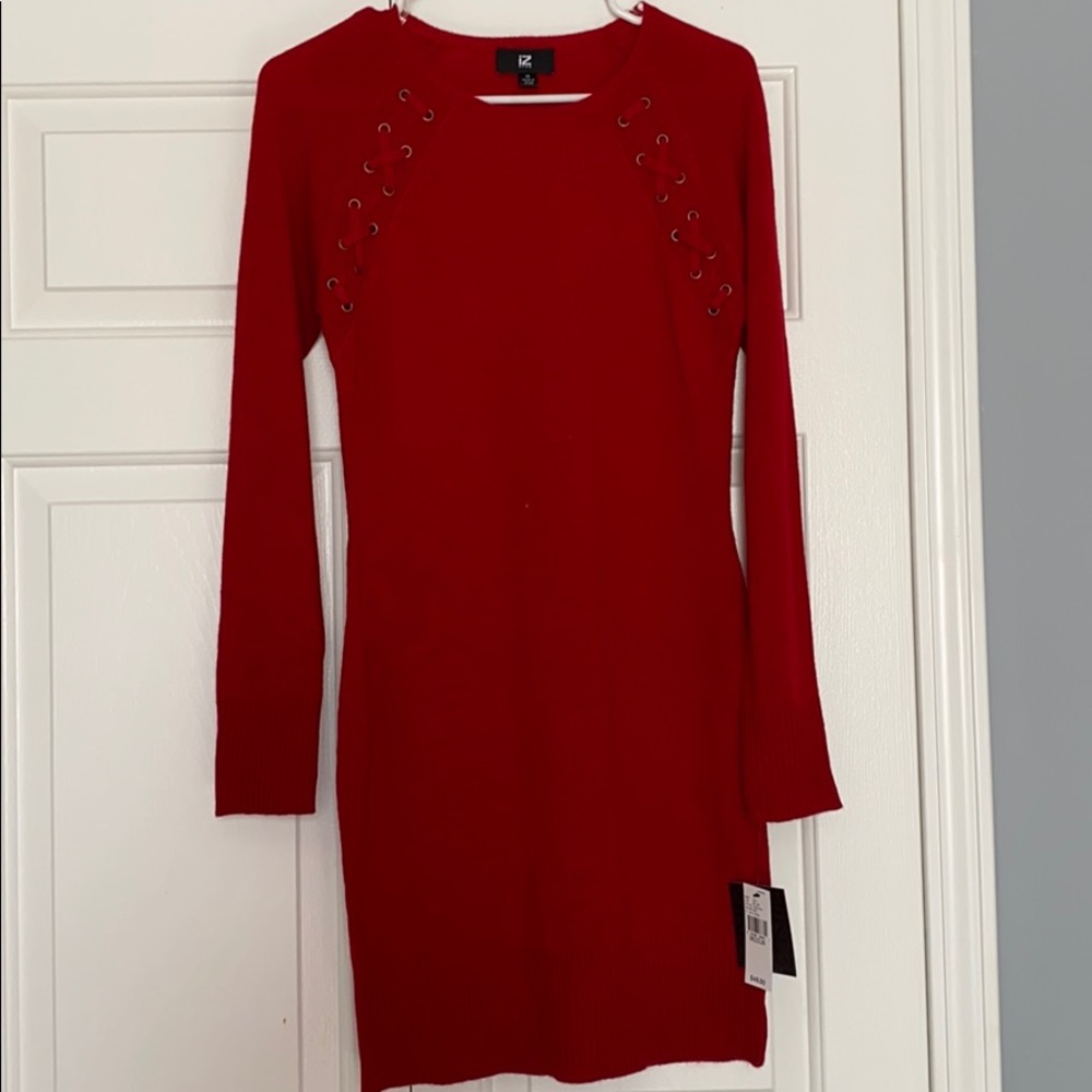 Red sweater dress